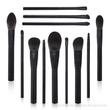 Merrynice new arrival private label 12Pcs luxury black makeup brush set with logo